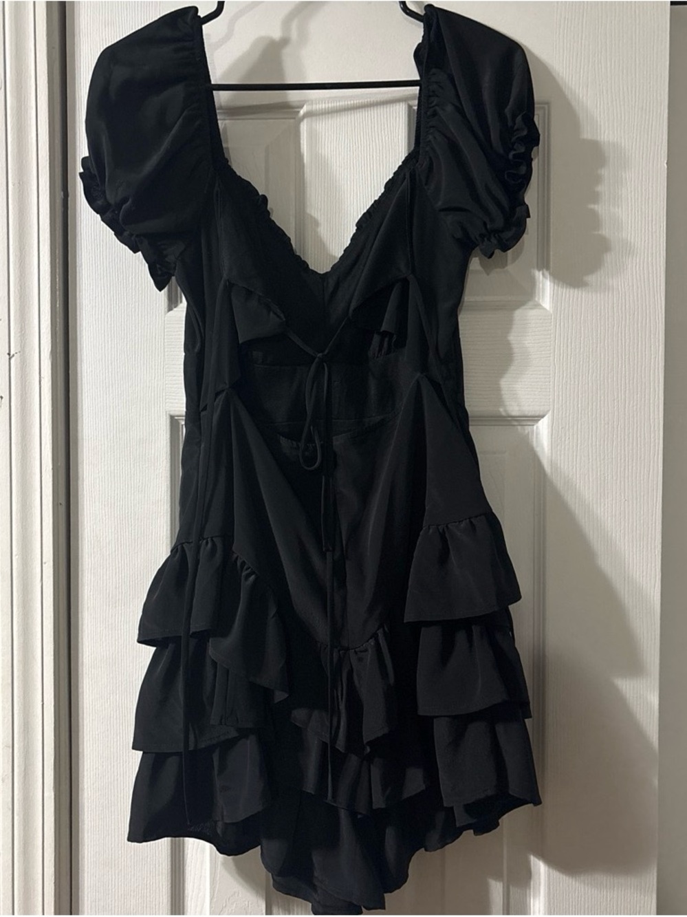 Black Ruffled Mini Dress - Picture 3 of 4